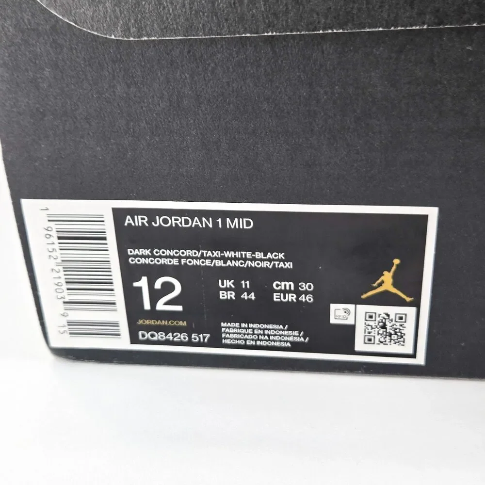 Air Jordan 1 Mid Lakers Dark Concord University Gold White DQ8426-517 Sz 12